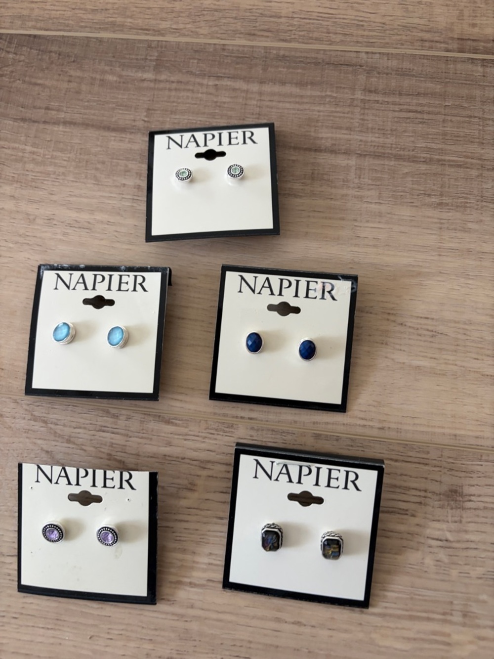 Napier Multi-Color pierced  Earrings. Collection of 5 new pairs of earrings.